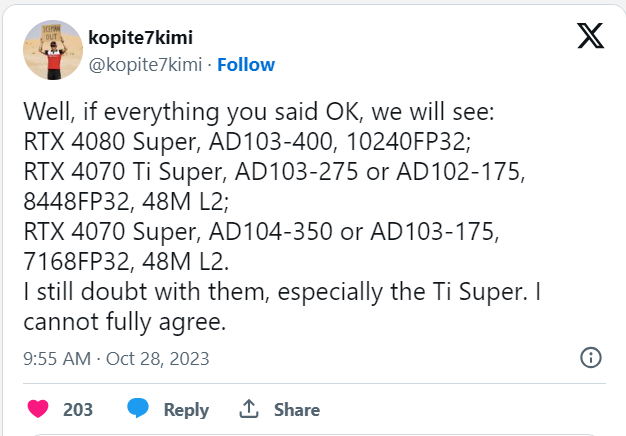 X rumors about RTX 40 SUPER cards